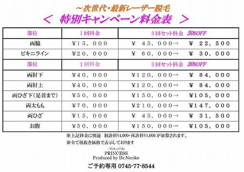新脱毛レーザー特別価格