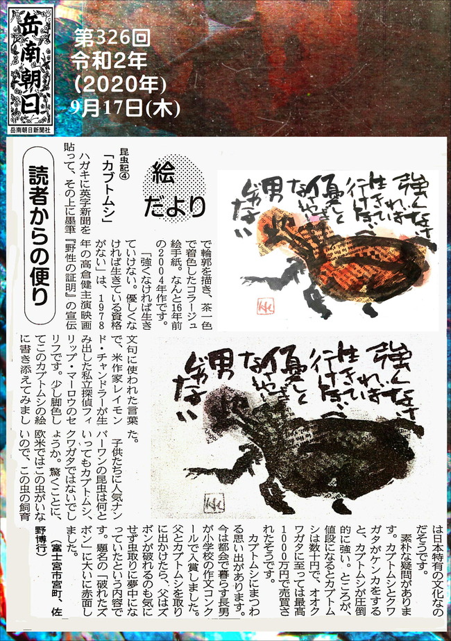 020917カブトムシ（岳南新聞）