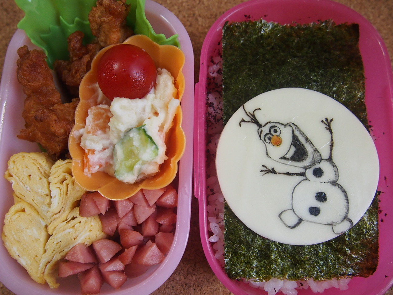 苺ichie ママ業の隙間に キャラ弁 アナと雪の女王 オラフ