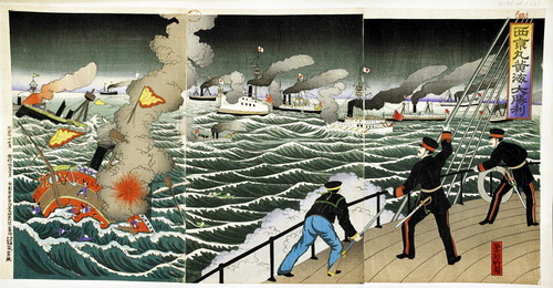 大英図書館　所蔵　西京丸黄海の戦　長谷川竹葉　1894 出版