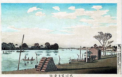 小林清親　.大川富士見渡し