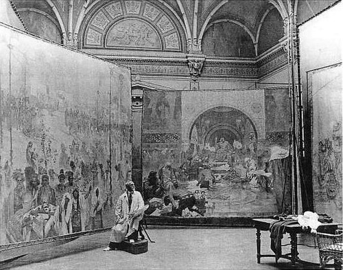 3 Alfons_Mucha_at_work_on_Slav_Epic