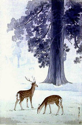 笠松紫浪　奈良公園の霧 1937