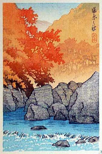 川瀬巴水　塩原autumn　Postcard
