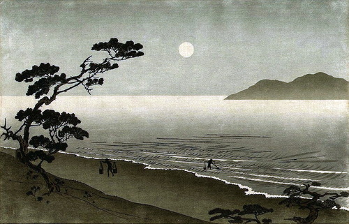 新井芳宗　須磨の月