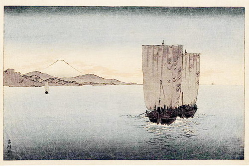 小原古邨　富士と船