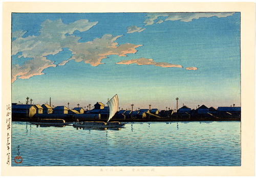 川瀬巴水　浜町河岸