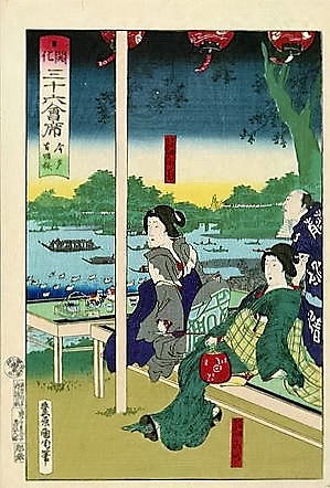 今戸有明楼　豊原国周　くにちか
