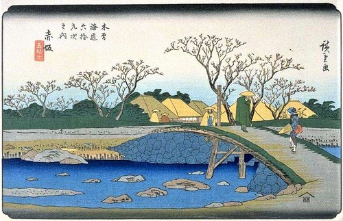 56_赤坂　広重　木曽街道　