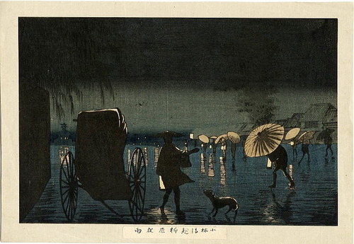小林清親　柳橋雨夜