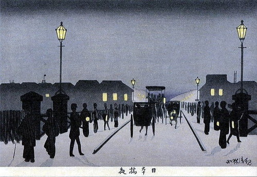 小林清親　日本橋夜