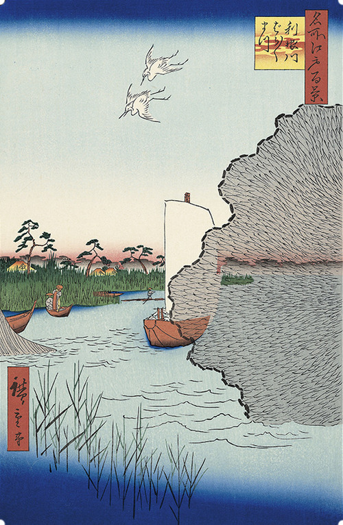 利ね川ばらばら松　広重　名所江戸百景色　アダチ版画