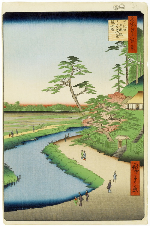 広重　名所江戸百景　せき口上水端はせを庵椿やま