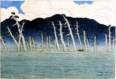 伊東深水　近江八景　粟津晴嵐　小