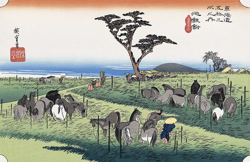 広重　池鯉鮒　ちりゅう首夏馬市しゅかうまいち