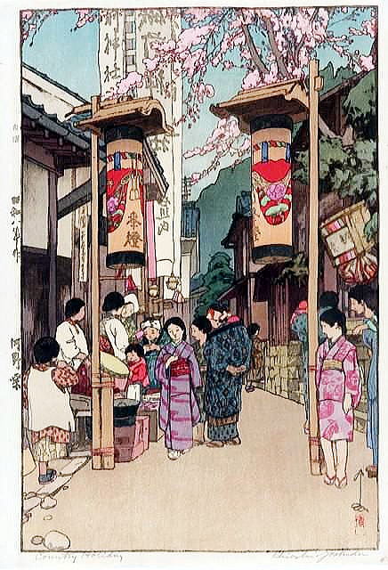 吉田博　縁日？　中