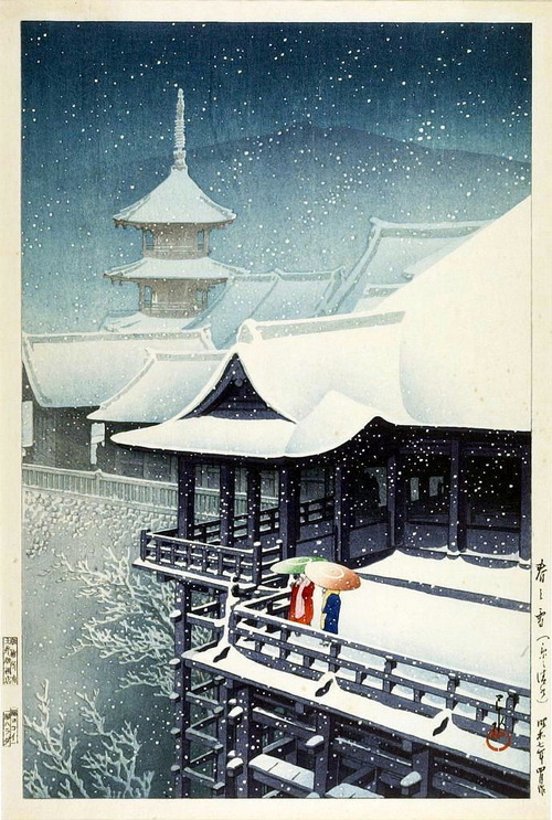 川瀬巴水　春の雪