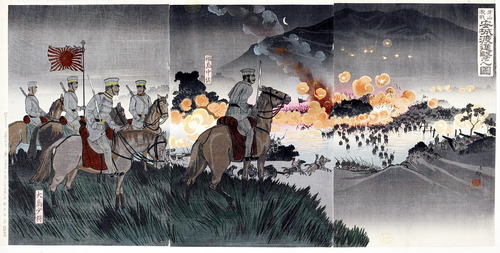 8 大英図書館　蔵　牙山激戦の図　小林清親　1894.9 出版