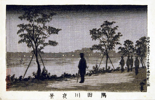 井上安治　隅田川夜景　大