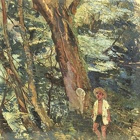 赤松隣作　蝉とり　大阪市立美術館　蔵