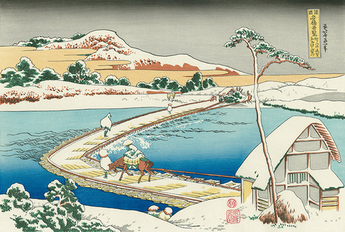 かうつけ佐野ふなはしの古図　北斎　諸国名橋奇覧