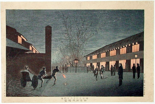 井上安治　新吉原夜桜景　1880 明治13 大