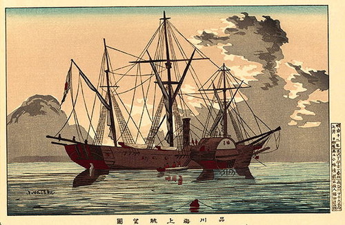 清親　品川海上眺望図　小