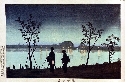 小林清親　隅田川夜