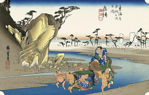 広重　奥津　興津川