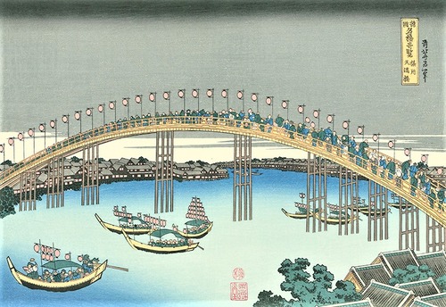 浮世絵アダチ版画　北斎　諸国名橋　摂州天満橋hokusai099_main