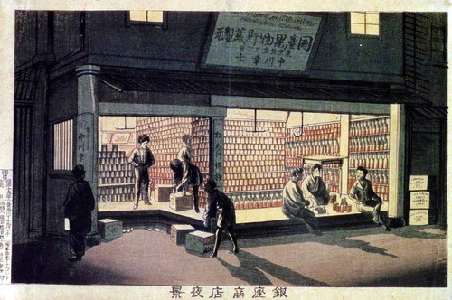 小林清親　銀座商店夜景