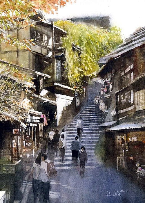 渡部政人の水彩　三年坂