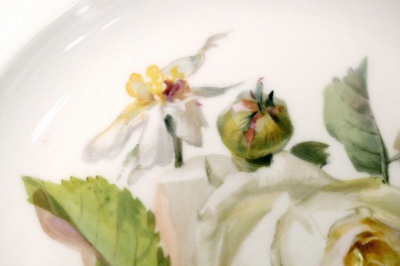 マイセンの白いバラの絵 ホワイトローズ 白薔薇 : アンティーク マイセンの白いバラの絵 ホワイトローズ 白薔薇 : アンティーク