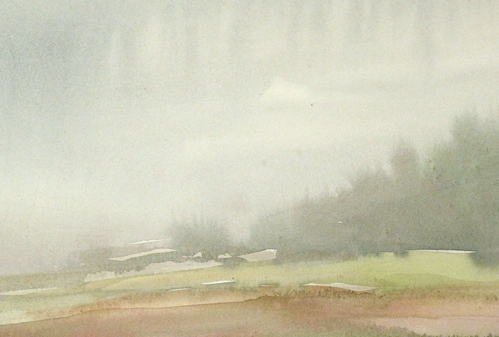 ハインツ・ヴェルナー 水彩画 1954年 「雨の日」 マイセンの芸術家