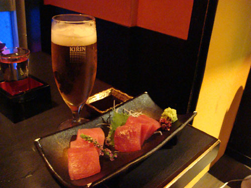 Tuna Sashimi and Beer