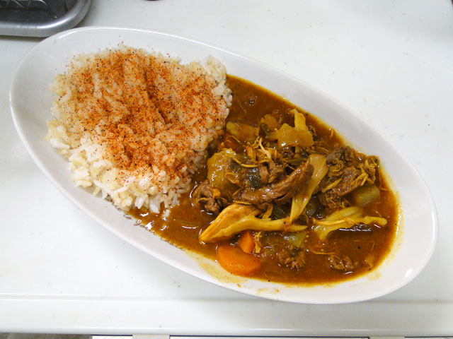 Homemade Chicken and Beef Curry with Sprouted Brown Rice