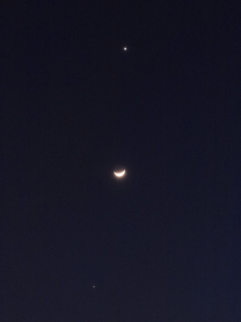 Venus, Moon, and Jupiter