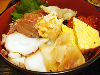 Bowl of Rice Topped with Sashimi