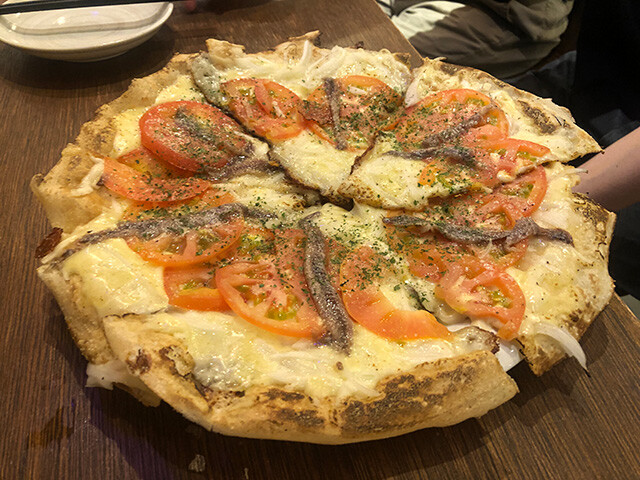 Prosciutto, Onion, and Basil Pizza