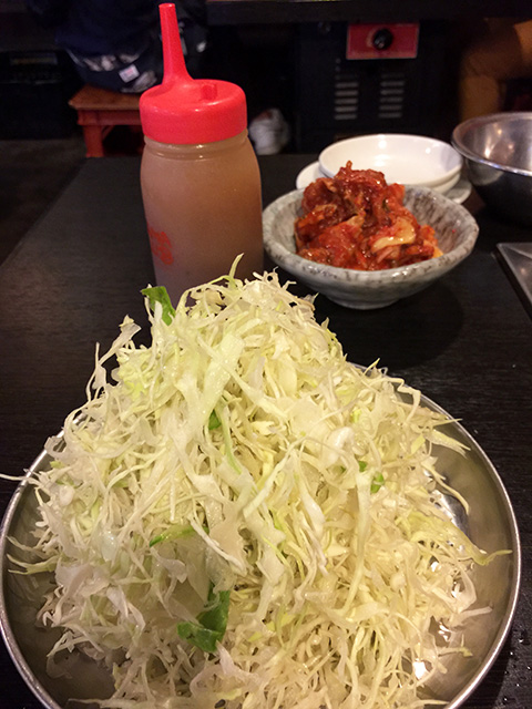 Sliced Cabbage and Kimchi