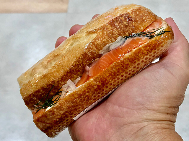 Smoked Salmon and Cream Cheese Baguette Sandwich