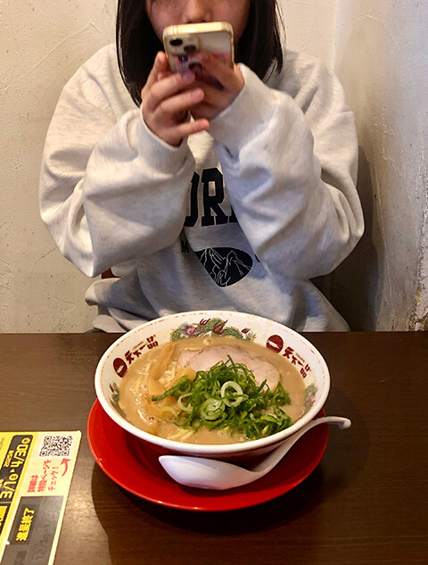Daughter MaCHO with Tenkaippin Kotteri Ramen