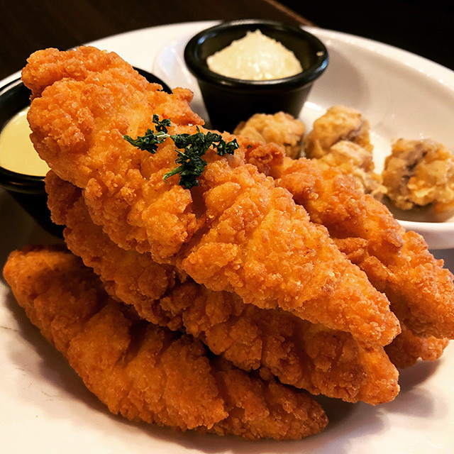 CHICKEN FINGERS with FRIDAYS MUSHROOMS