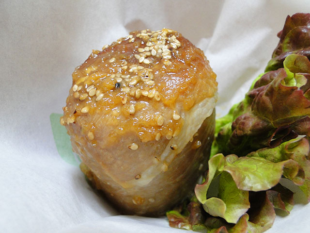 Pork-Wrapped Rice Ball with Soy Sauce