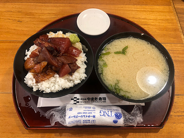 Marinated Seafood Rice Bowl with Fish Head Miso Soup