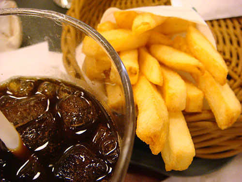 French Fries and Iced Coffee