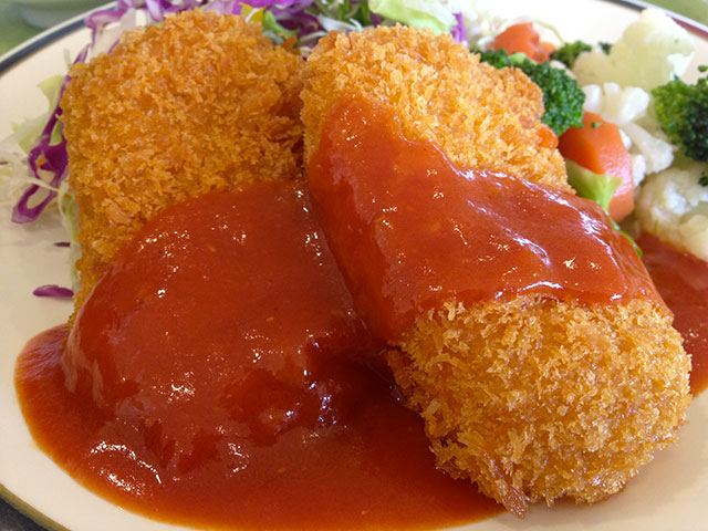 Deep Fried Crab Cream Croquette with Tomato Sauce