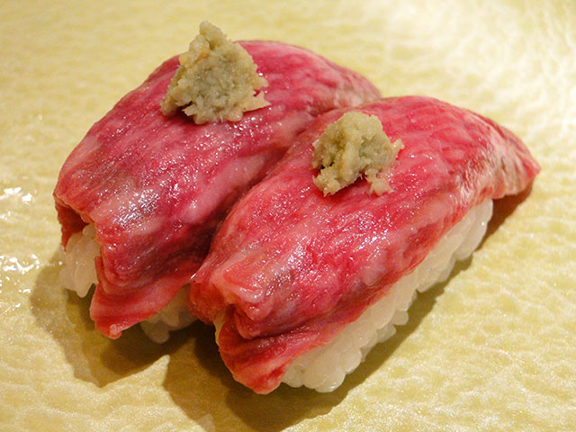 Raw Beef Nigiri Sushi