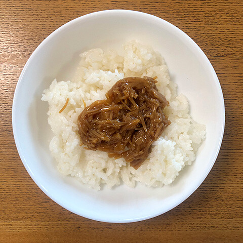 Seasoned Enoki Mushrooms over Rice