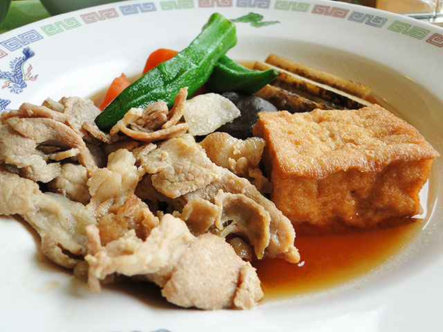 Pork, Deep Fried Tofu, and Burdock Cooked in Soy Sauce